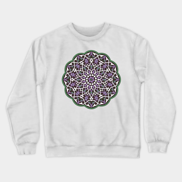 Circle Pattern Vector Art Green Violet White Crewneck Sweatshirt by taiche